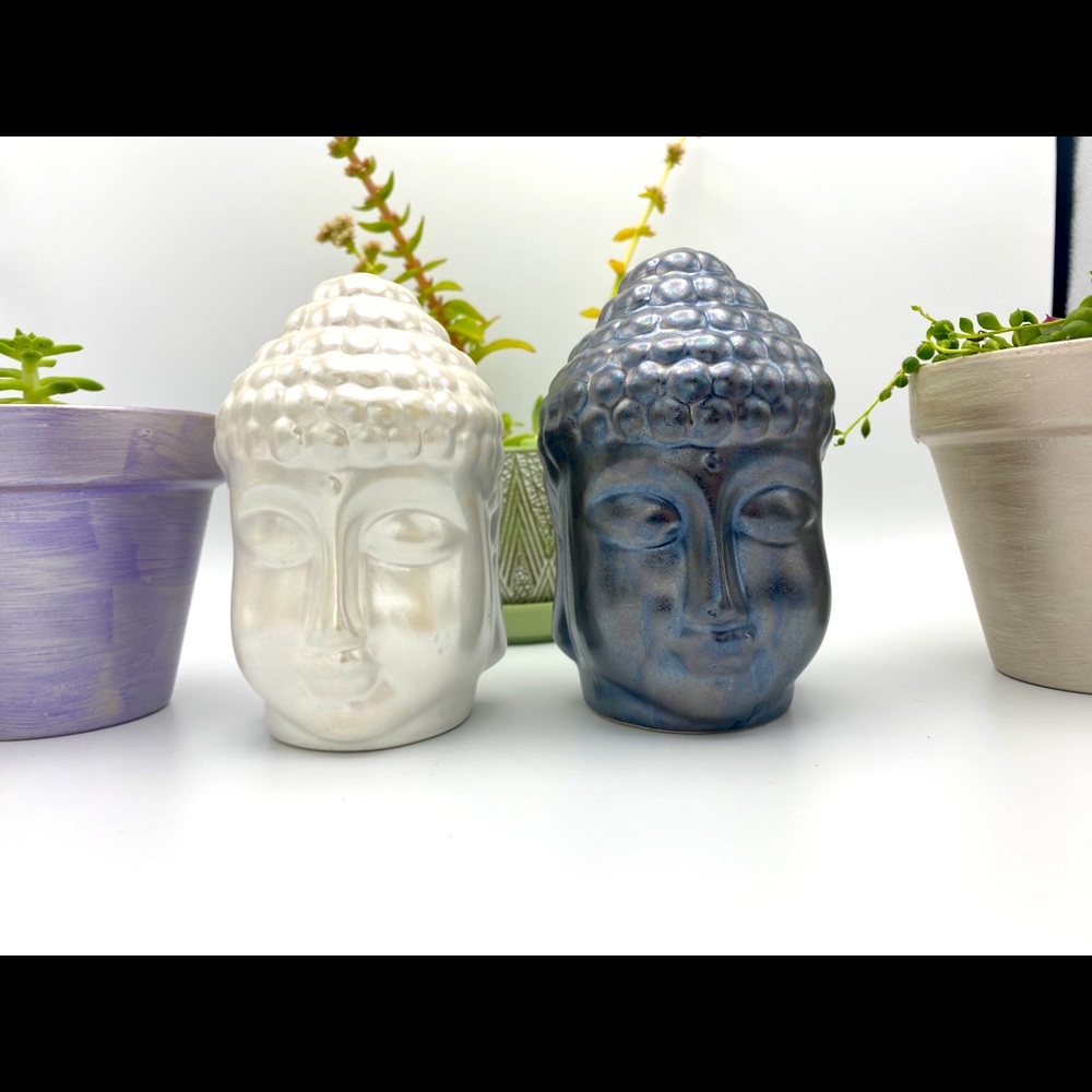 Buddha Head Zen Decor in Pearly White Ceramic ** last one**